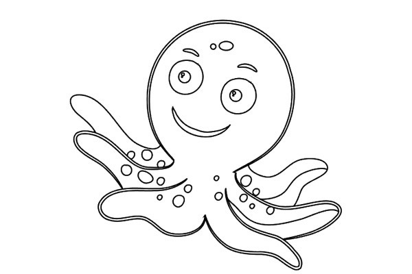 開心的卡通章魚簡筆畫