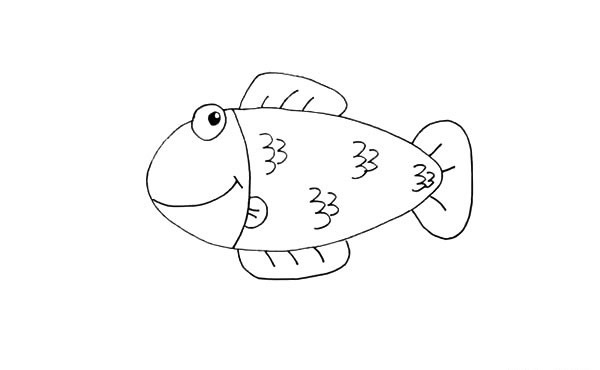 海草和小魚卡通簡筆畫教程