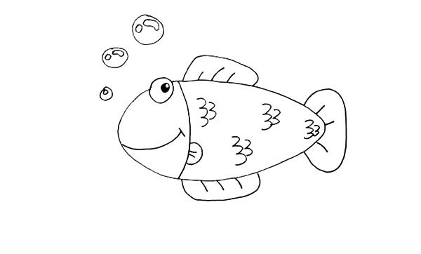 海草和小魚卡通簡筆畫教程