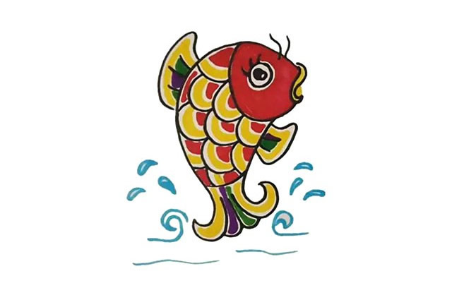 鯉魚怎么畫 漂亮的彩色鯉魚簡筆畫