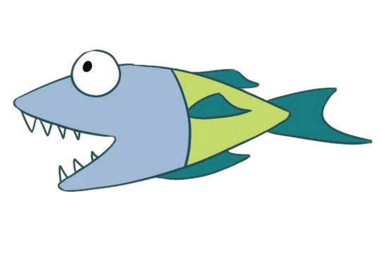 兇猛的卡通海魚簡筆畫