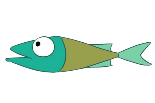 涂色的卡通海魚簡筆畫