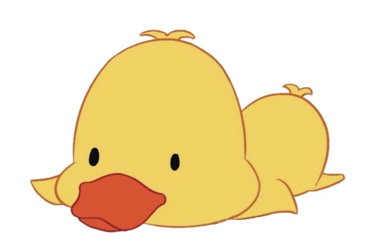 趴在地上的卡通小鴨子簡筆畫