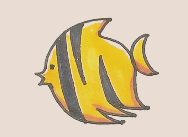 涂色的熱帶魚簡筆畫教程