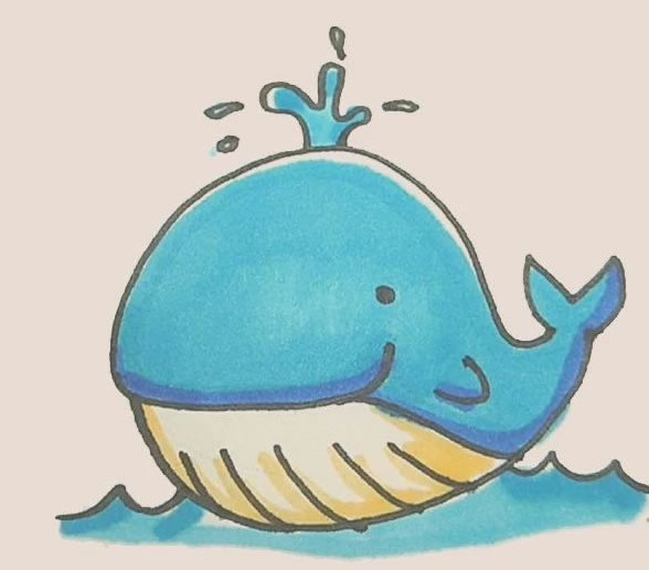 涂色的鯨魚簡筆畫教程