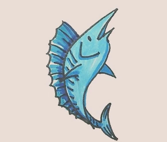 涂色的旗魚簡筆畫教程
