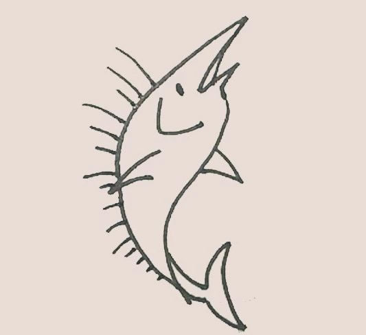 涂色的旗魚簡筆畫教程
