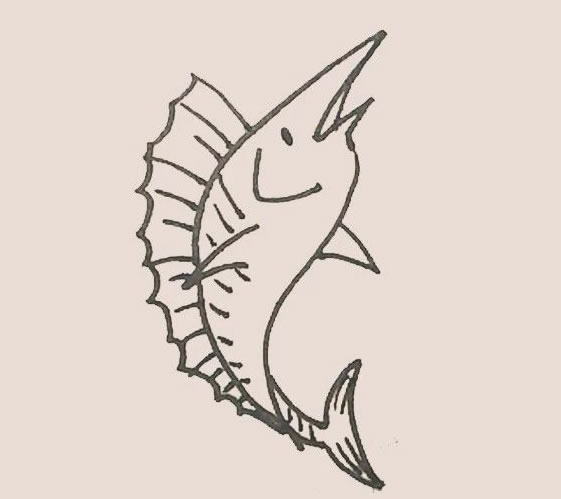 涂色的旗魚簡筆畫教程