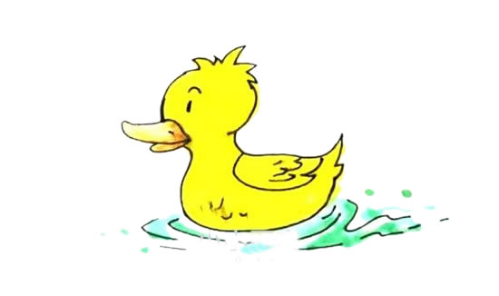水中的小黃鴨簡筆畫教程