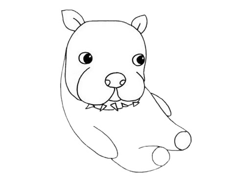 卡通的斗牛犬簡筆畫