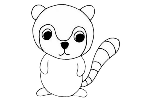 卡通狐猴簡(jiǎn)筆畫步驟教程