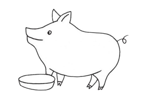 小豬和餐盤簡筆畫