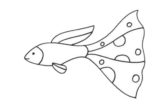 大尾巴熱帶魚簡筆畫