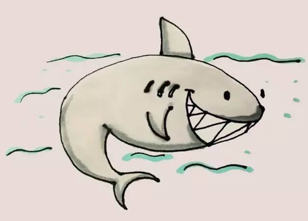 海里的鯊魚簡筆畫教程