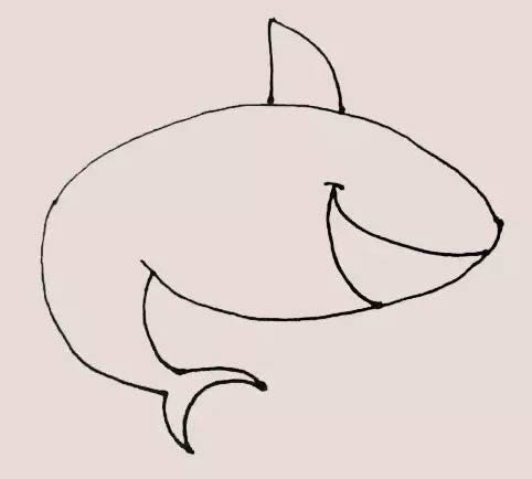 海里的鯊魚簡筆畫教程