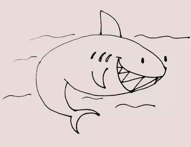 海里的鯊魚簡筆畫教程