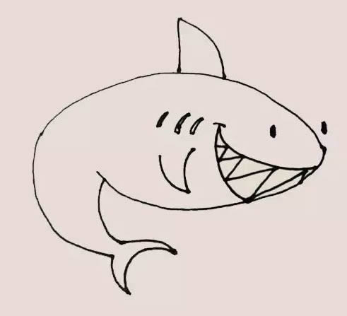 海里的鯊魚簡筆畫教程