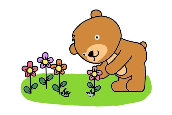 花園里的小熊簡筆畫教程 花園里的小熊簡筆畫教程