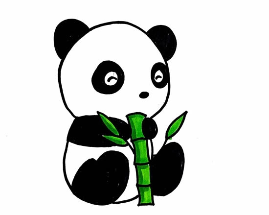 抱著竹子的小熊貓簡筆畫