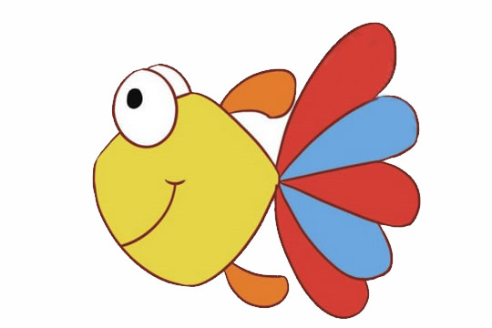 彩色的卡通金魚簡筆畫