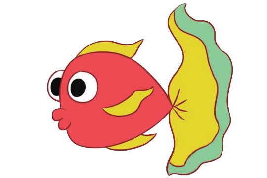 漂亮的卡通金魚簡筆畫