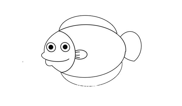 卡通比目魚簡筆畫步驟