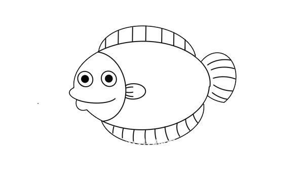 卡通比目魚簡筆畫步驟