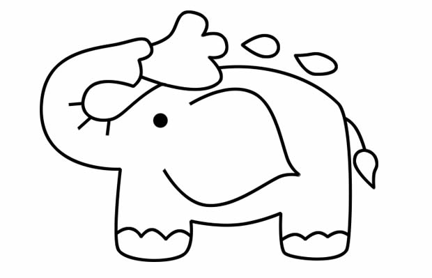 小象洗澡簡筆畫