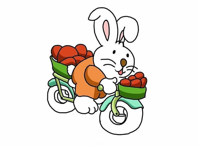 騎車的小白兔簡(jiǎn)筆畫