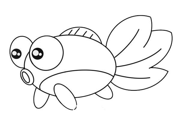 可愛的大眼睛金魚簡筆畫