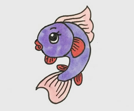 簡單可愛的小魚簡筆畫