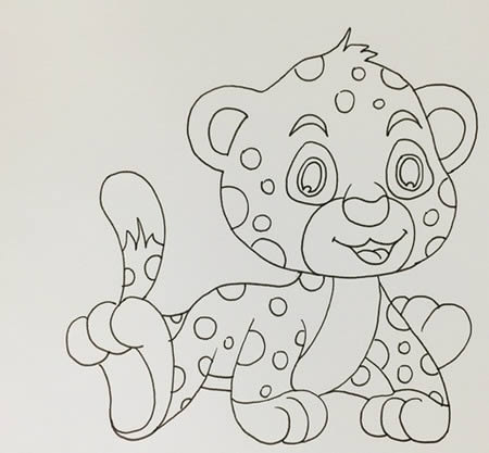 卡通豹子簡(jiǎn)筆畫帶涂色
