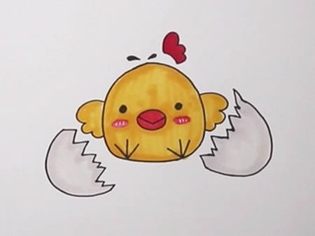 關于小雞破殼的簡筆畫