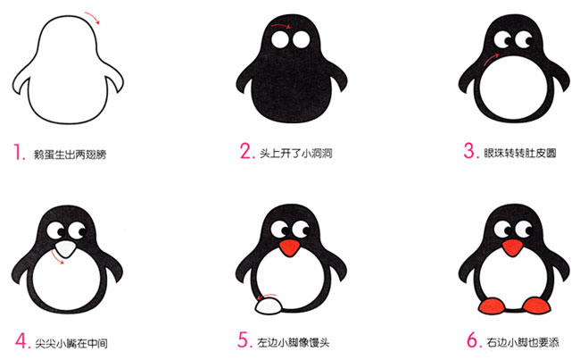 qq企鵝簡筆畫步驟詳解