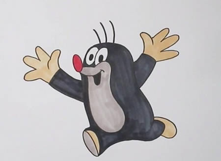 鼴鼠簡筆畫步驟帶涂色