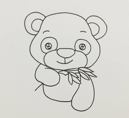 手里拿著竹子的小熊貓簡筆畫