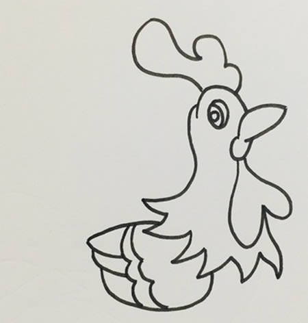 大公雞簡筆畫畫法步驟可愛彩色圖片