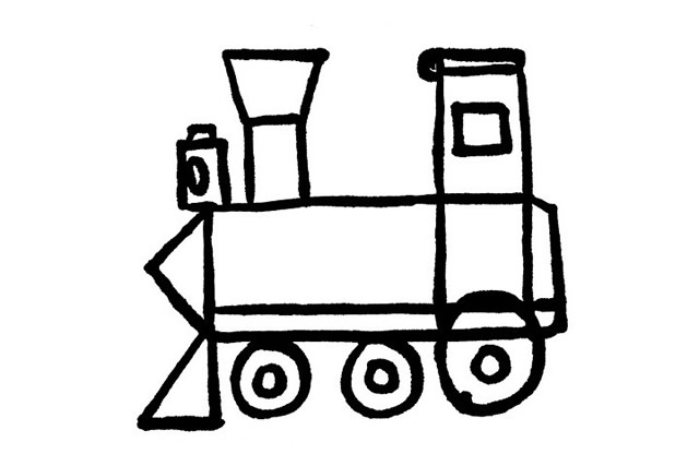 簡單的小火車兒童畫