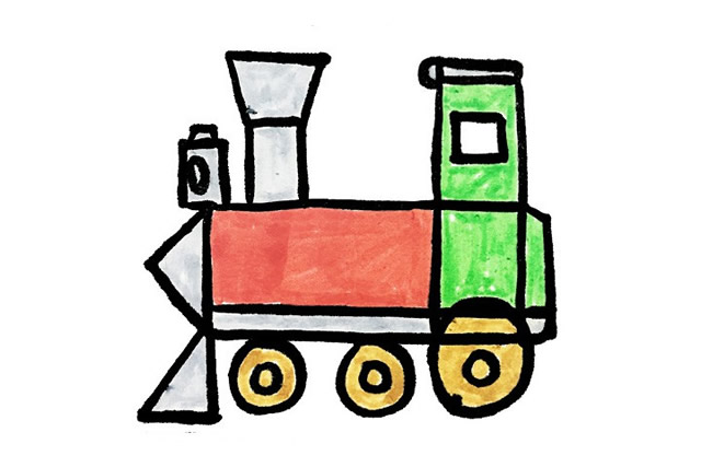 簡單的小火車兒童畫