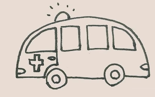 帶顏色的救護車簡筆畫