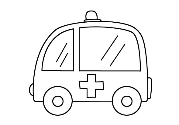 可愛的卡通救護車簡筆畫