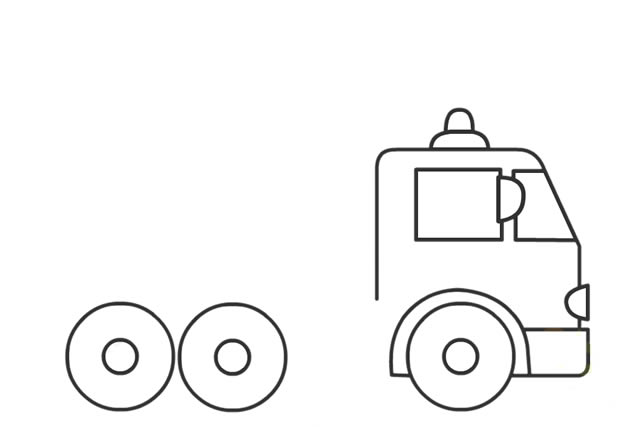帶顏色的消防車簡筆畫
