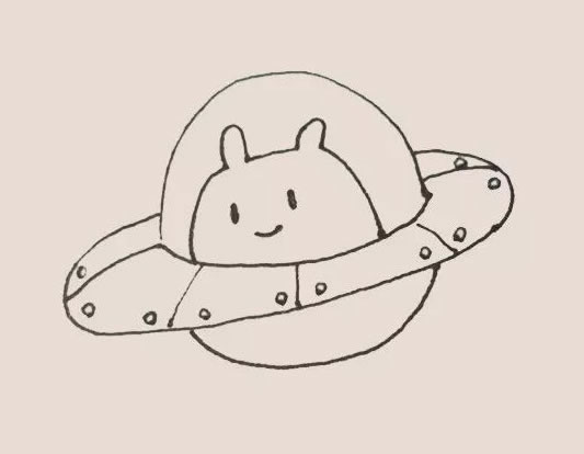 卡通的UFO外星人簡(jiǎn)筆畫