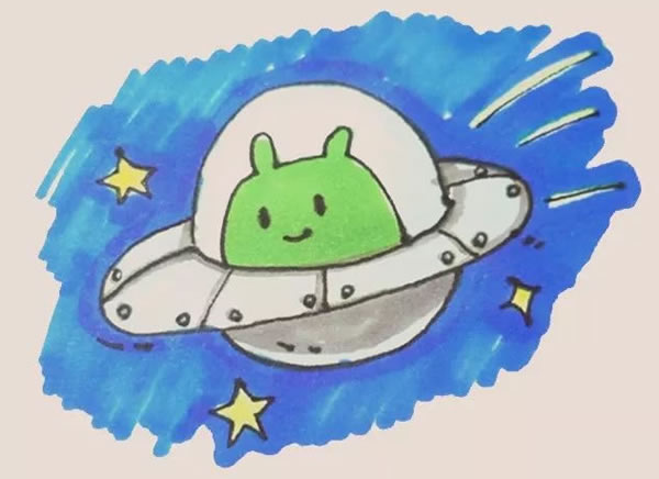 卡通的UFO外星人簡(jiǎn)筆畫