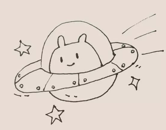 卡通的UFO外星人簡(jiǎn)筆畫