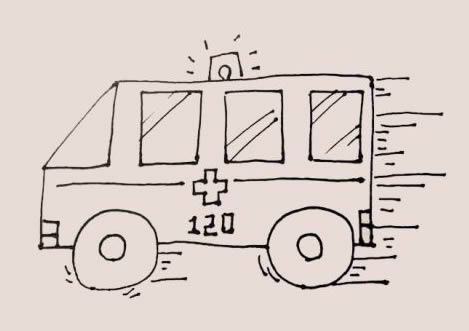 飛馳中的救護(hù)車簡(jiǎn)筆畫(huà)