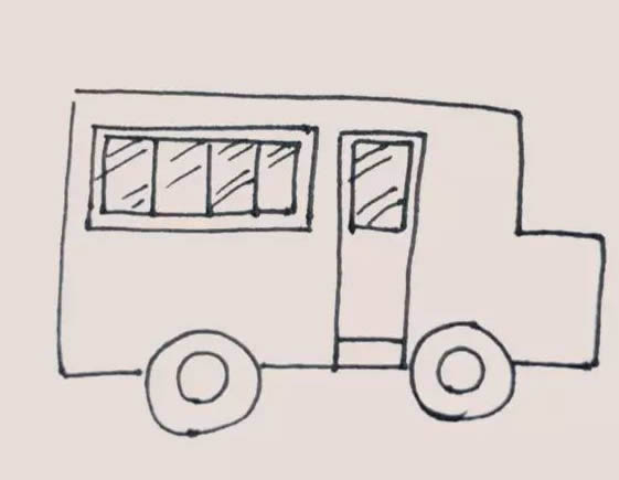 校車簡(jiǎn)筆畫步驟教程