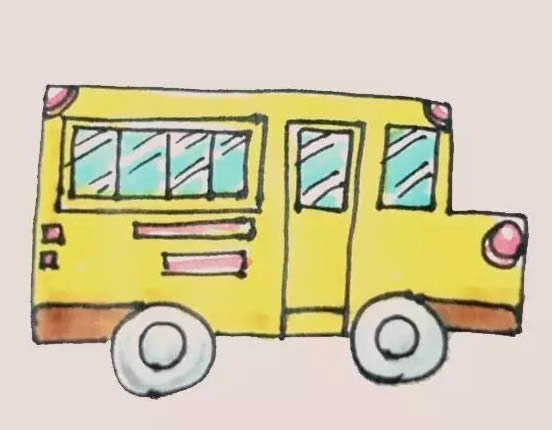 校車簡(jiǎn)筆畫步驟教程