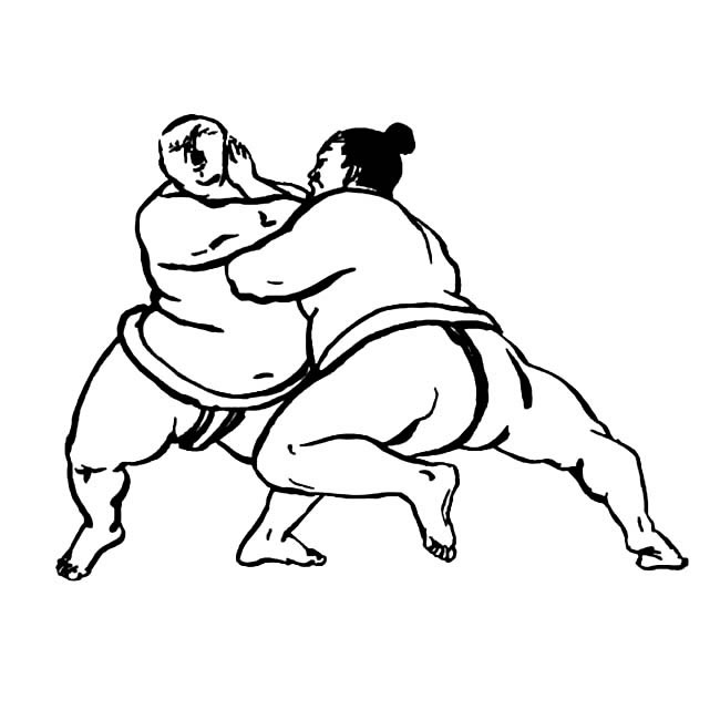 兩位相撲運動員的簡筆畫