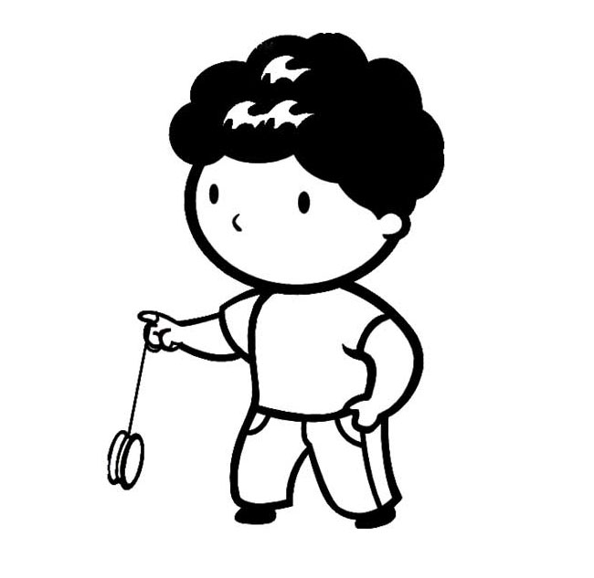 玩悠悠球的小孩簡筆畫
